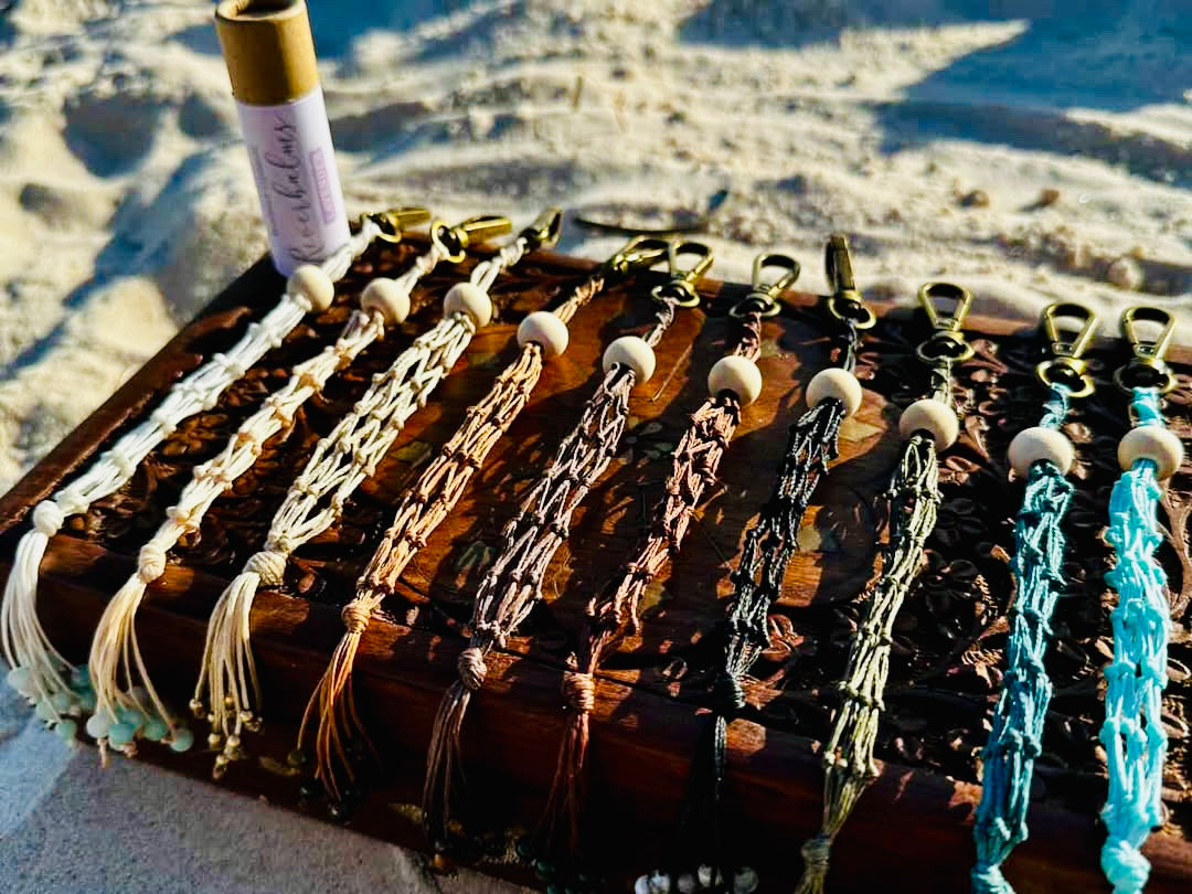 Macrame Lip Balm Holder – Handmade by Enica Flora Macrame for Riverbalms